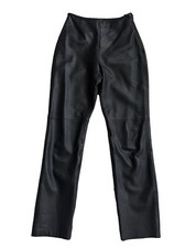 Hugo Buscati High Waisted Straight Black Genuine Leather Pants Size 4 Lined
