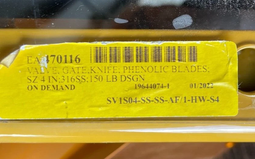 4" 150 KNIFE GATE W PHENOLIC BLADES 316 SS DSS VALVES SV1S04-SS-SS-AF/1-HW-S43 - Image 3 of 4