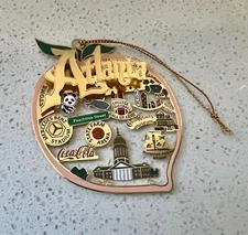 Atlanta Peach Brass Christmas Ornament Souvenir Gift 