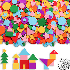 1500Pcs Foam Stickers Foam Shapes Stickers for Kids,10 Colors Self Adhesive Craf