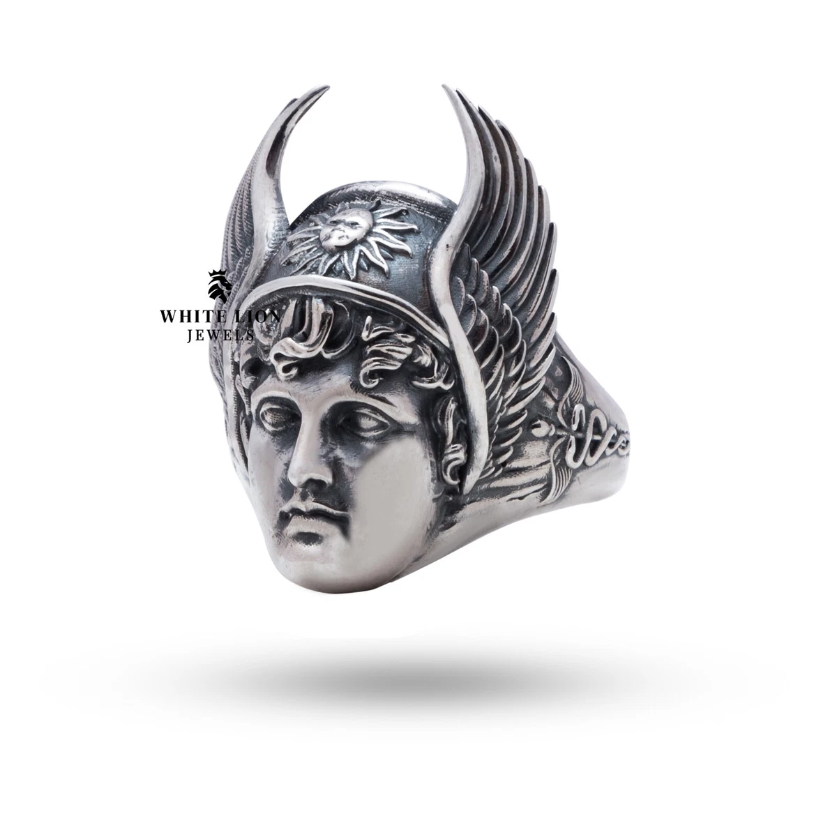 Handmade Greek Mythology Caduceus Hermes 925 Silver Biker Rider Ring Gift |  eBay