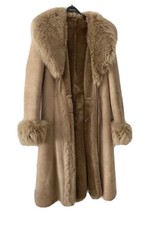 Vintage Suede Shearling Sheepskin Afghan Penny Lane Beige Joseph Coat
