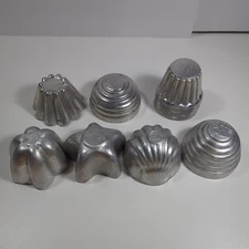 12 Vintage Jell-O Jello Aluminum Molds 3" Metal Scalloped Fluted Tins Cups