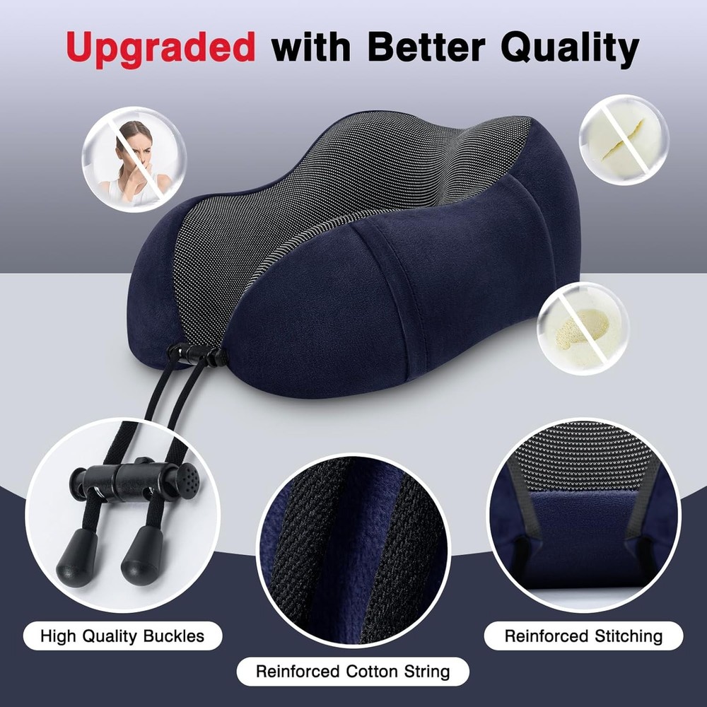 2-Pack Memory Foam Travel Neck Pillow for Airplanes - Soft Support & Comfort 2-Pack Memory Foam Travel Neck Pillow for Airplanes - Soft Support & Comfort