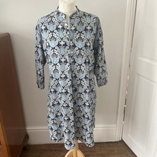 Museum Selection Navy Blues Printed 100% Cotton Size M Shirt Dress Good Cond