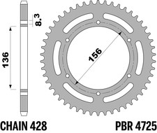 CORONA ACCIAIO C45 61 DENTI PER FANTIC MOTOR MOTARD CASA 125 2018 2019 PASSO 428
