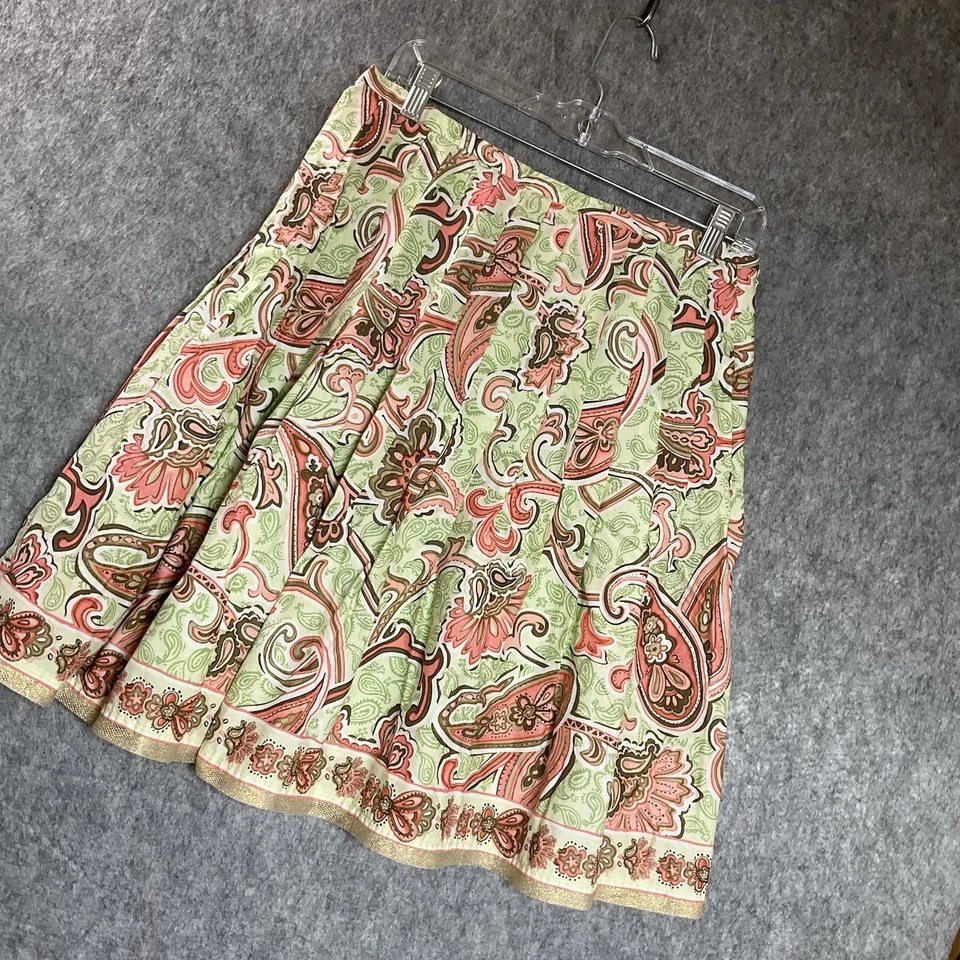 Falda Tahari Mujer Mediana Verde Geométrica Casa de Campo Costera Boho Todos los Días Foto 2 de 4