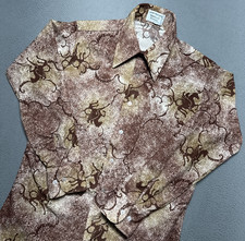 Vintage 70s Van Heusen Van Knit Splendor Disco Shirt L Polyester Stretch Pegasus