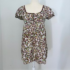 Xhilaration Target Brown Floral Babydoll Mini Dress Top Medium Cottagecore Boho