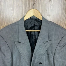 Jones New York Sport Coat Mens 46R Gray Wool Double Breasted Peak Six Buttons