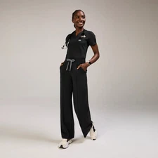 Figs High Waisted Salina FORMx Wide Leg Scrub Pants in Black, Size Large