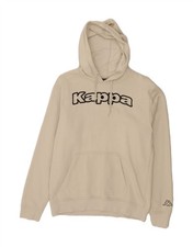 KAPPA Mens Graphic Hoodie Jumper Medium Off White Cotton DI57