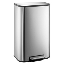 Kitchen Trash Can with Lid, 8 Gallon Stainless Steel Garbage Can, Rectangular...