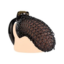 Stainless Steel Fishnet Chastity Device Men Mesh Penis Cage Device Black restrai