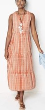 J. Jill Peach Cotton Tiered Maxi Dress Cottage Peasant Beachy Petite Large