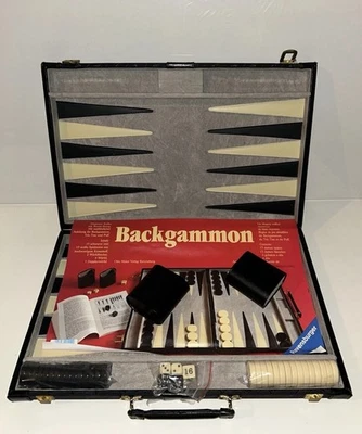 Ravensburger Backgammon Tric Trac Puff Koffer Neu 1982 Vintage Schwarz Komplett - Bild 1 von 4