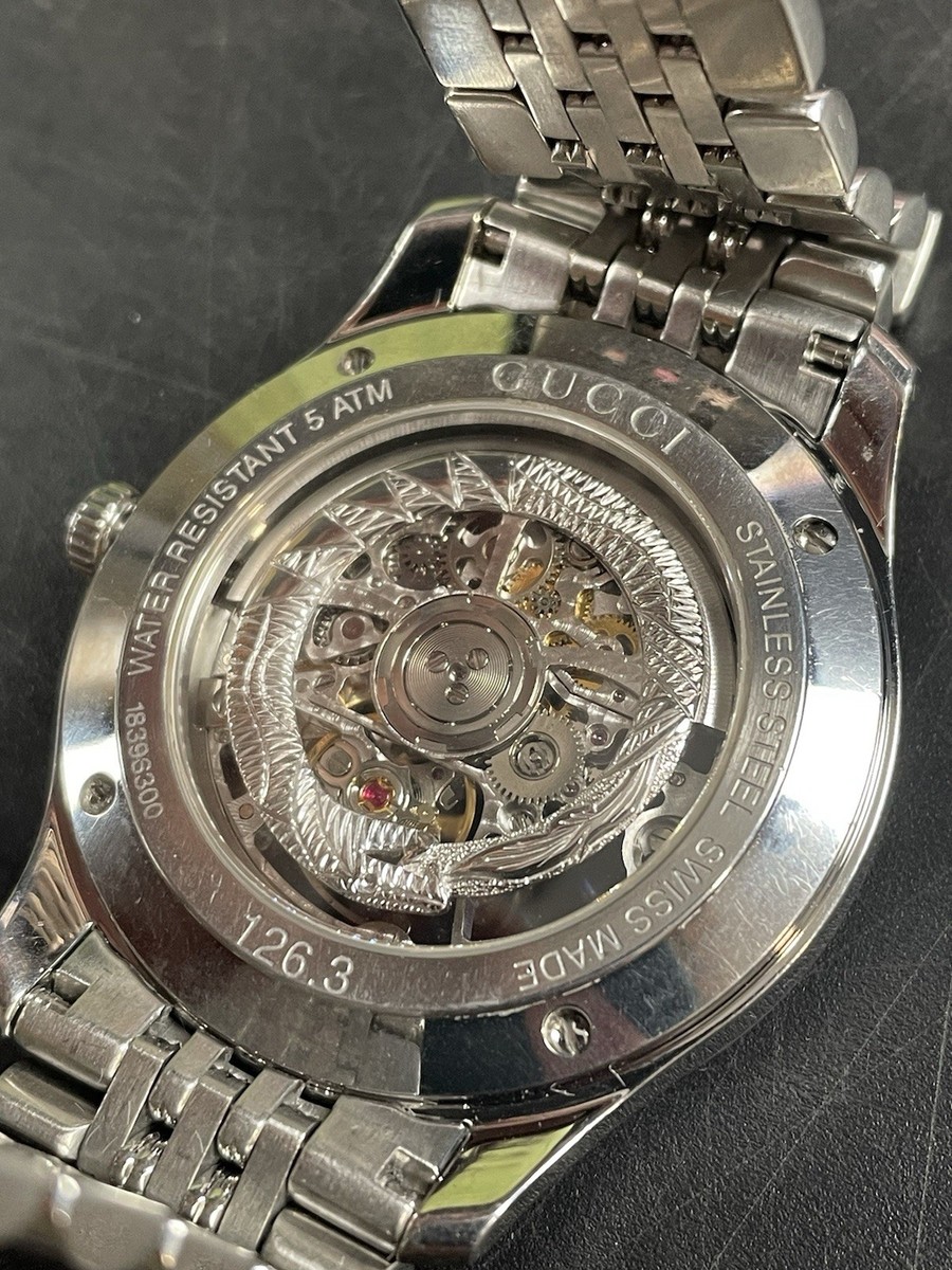 GUCCI Timeless Heritage 腕時計 Gucci Timeless AUTOMATIC Men's Skeleton Watch YA126357 / 126.3 w