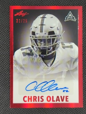 Chris Olave 2021 Leaf Memories Red Spectrum Rookie Auto #/25 Saints RC