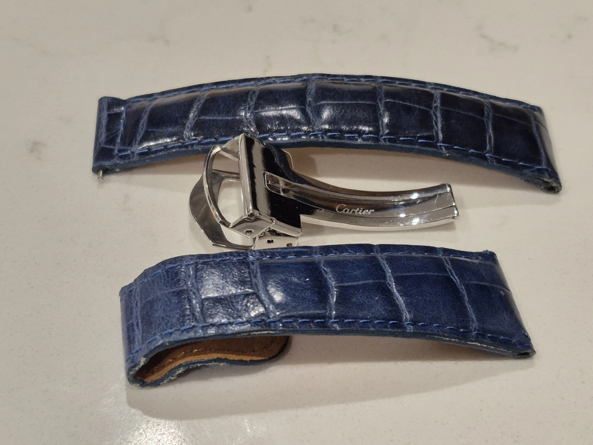 Cartier ロイヤルブルー レザーベルト 16mm Cartier ロイヤルブルー レザーベルト 16mm Blue Leather Strap for
