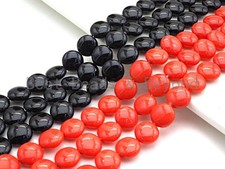 Mother of Pearl Coin Shape beads, Orange Mother of Pearl, Black Mother of