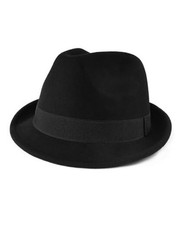 Multi Size Felt Trilby Hats,Adjustable Size Warm Fedora 7 3/4 Short Brim-black