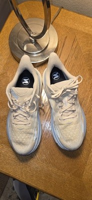 Hoka One One Clifton 9 Vanilla Astra Women's Size 9B White, Blue, Grey.