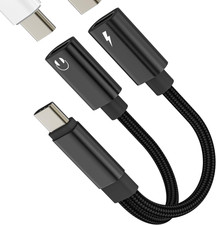 USB C Headphone Adapter 2In1 Dual Type C Charging Headset Splitter for Apple for