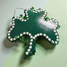 Wooden St Patrick s Day Shamrock Hand Painted Crafted 11 W x 12 H Wall Hanging