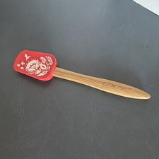 Pioneer Woman Red Floral Silicone Spatula with Wood Handle Nature Design