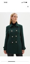 WOMENS COAST SIZE UK 12 GREEN WOOL BLEND MILITARY OVERCOAT JACKET RRP £179