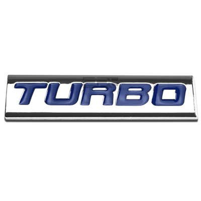 BUMPER STICKER METAL EMBLEM DECAL TRIM BADGE POLISH CHROME BLUE TEXT TURBO