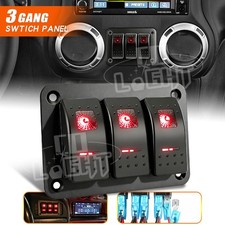 3 Gang Rocker Switch Panel Led Lights Onoff Control For Jeep Wrangler Jk 07-18 3 Gang Rocker Switch Panel Led Lights Onoff Control For Jeep Wrangler Jk 07-18