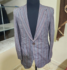 1970s vintage all worsted wool striped grayish rockabilly jacket blazer 38R