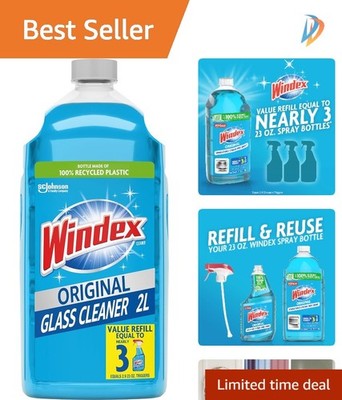 Windex  Blue Glass Cleaner Refill, 2L Eco-Conscious Streak-Free Shine