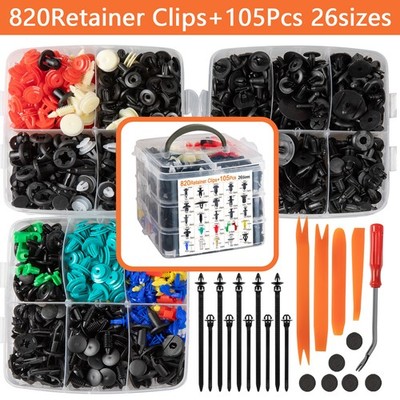 925PCS Car Retainer Clips Auto Fasteners Push Trim Clips Pin Rivet Bumper Kit