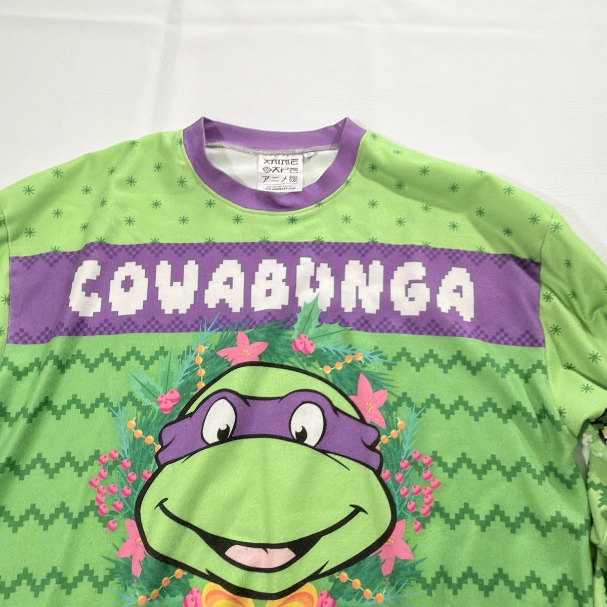 Anime Ape TMNT Cowabunga Christmas Sweatshirt Donatello Men’s Large Green View 3