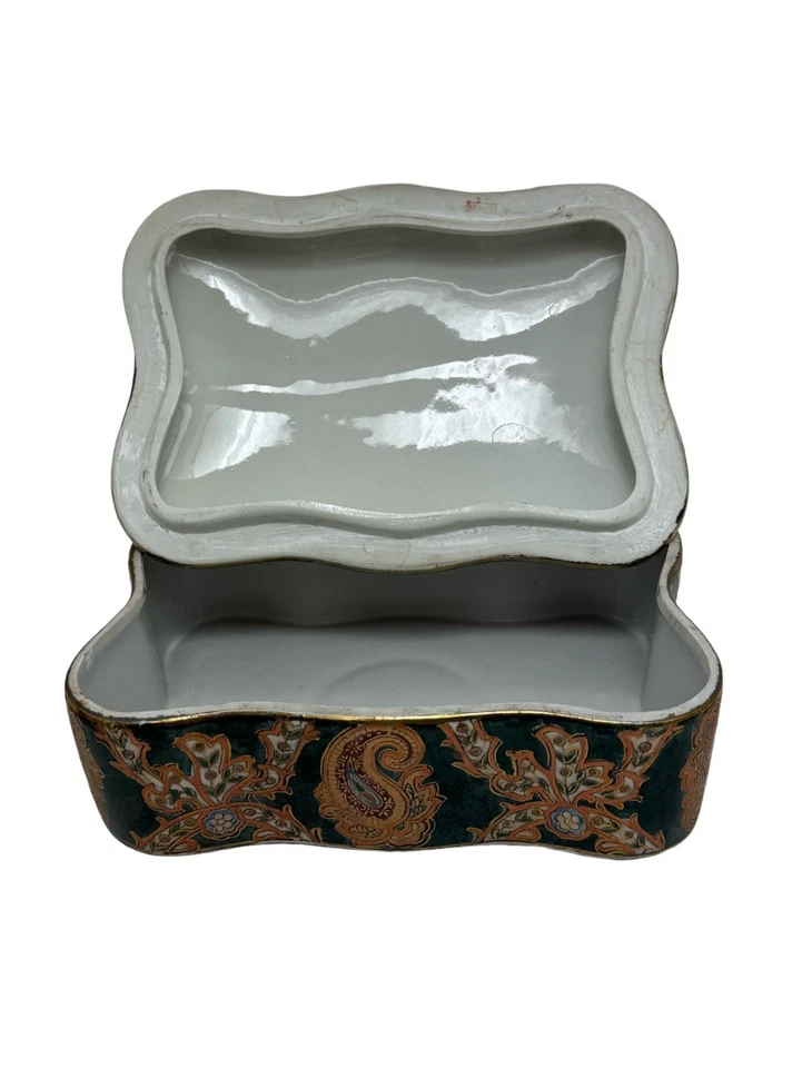 Vintage Trinket Box Toyo Trading Co New Country Gear 8.5" x 6" x 3.5" Porcelain - Image 2 of 4