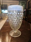 Vintage Hobnail Glass Goblet with White Rim