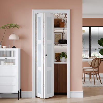 EaseLife Preassembled BiFold Doors, for 30''x 80'' Opening,Tempered Frosted Gla...