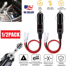2Pcs 12V  24V Fused Male Car Cigarette Lighter Socket Plug Connector Cable USA
