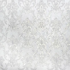 Ivory gold brass gold metallic faux plaster textured Victorian damask Wallpaper