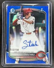 Topps 2025 Bowman Chrome Blue Refractor Auto /150 Steele Hall Reds