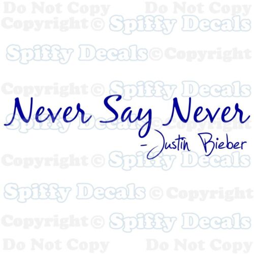 NEVER SAY NEVER JUSTIN BIEBER ÁLBUM Cita Vinilo Calcomanía de Pared Decoración Arte Pegatina - Imagen 1 de 2