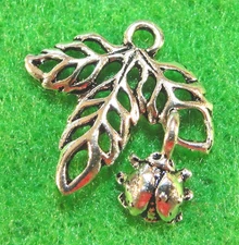 20Pcs. Tibetan Silver MAPLE LEAF & LADYBUG Charms Pendants Earring Drops L50