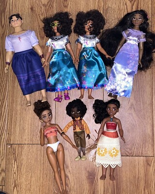 Lot/7 Disney FULL SIZE Encanto Moana Fashion Doll Luisa Maribel Isabella Antonio