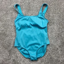 Jantzen Swimsuit Women's 16 Teal One Piece Shelf Bra Scoop Back Full Coverage