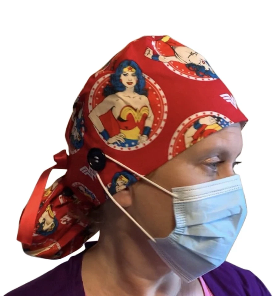 Gorra Quirúrgica Velero, Sombrero Cola de Caballo Forrado SATINADO Protección del Cabello Anatomía de Grises Foto 3 de 4