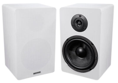 2) Rockville RockShelf 68W 400w White 6.5'' Home Theater Bookshelf Speakers/8 Ohm