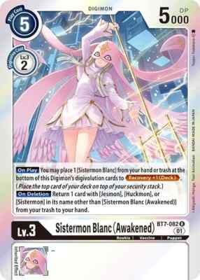 digimon card game sistermon TCG Blanc Alternate Art BT6-082 Holo Near Mint [Draw 2]. Sistermon Blanc (Awakened) BT7-082 R
