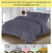 Duvet Cover & Pillow Case Ruffle Santiago Duvet Bedding Set Single Double King